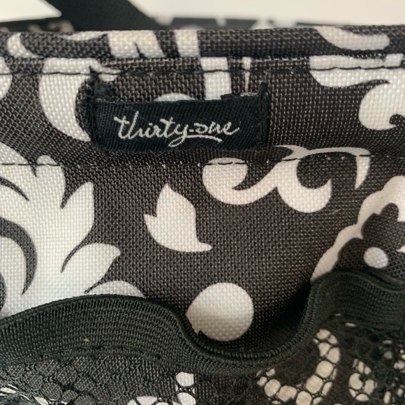 Thirty-One Black and White Patterned Small Tote Bag 7 1/2” x 7 1/2” - Picture 7 of 8